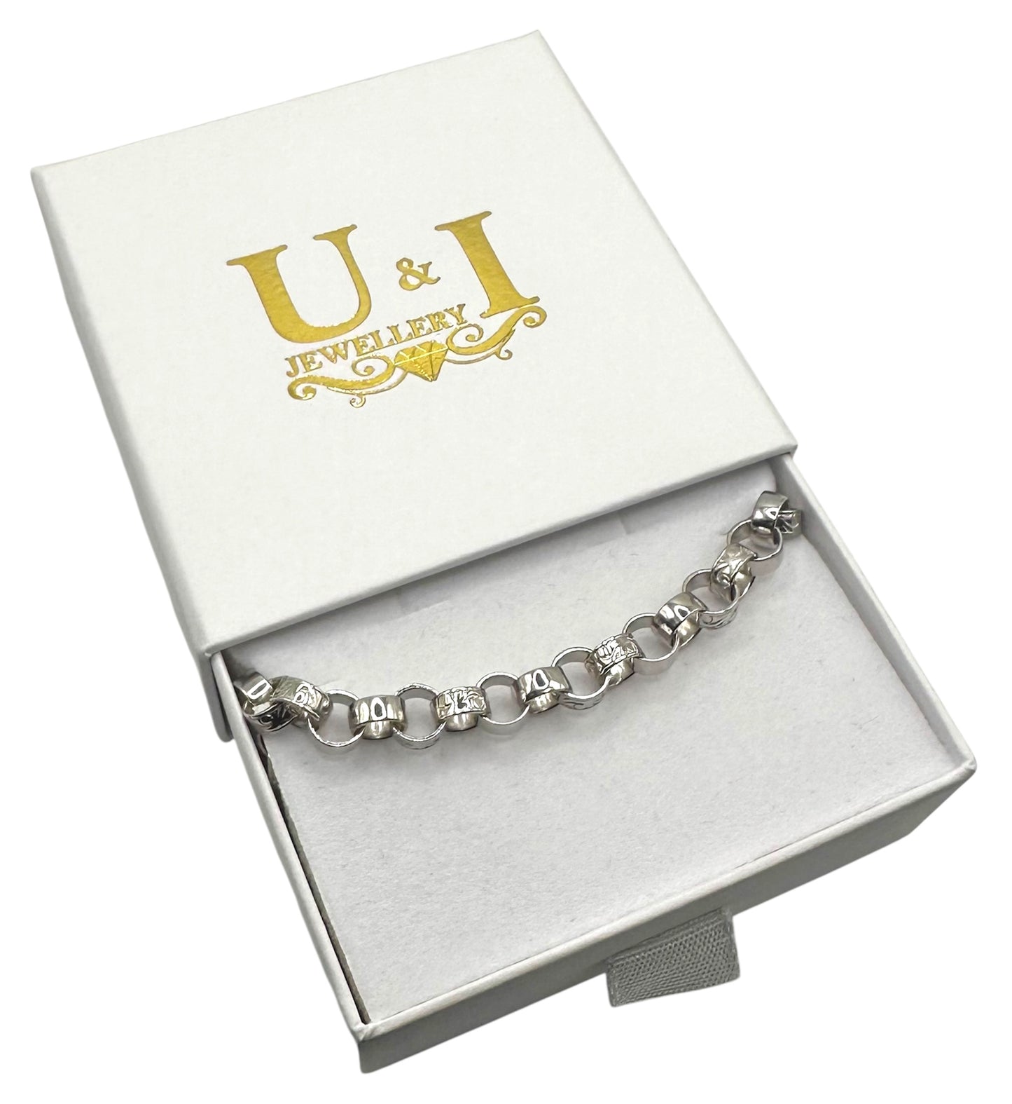 Silver 8.0mm Plain & Engraved Link Belcher Bracelet