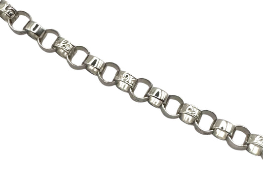 Silver 8.0mm Plain & Engraved Link Belcher Chain