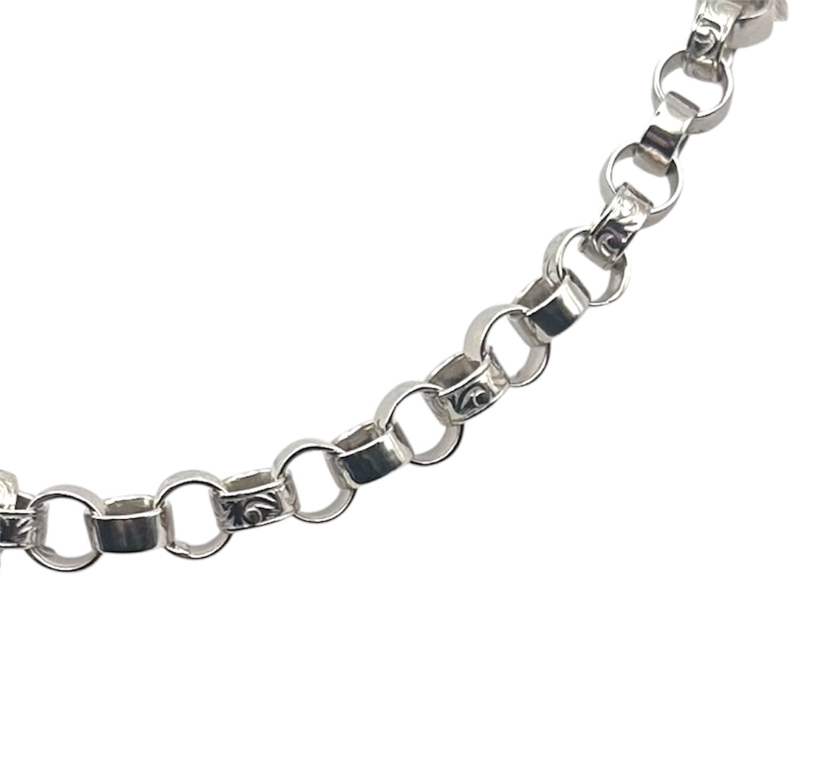 Silver 8.0mm Plain & Engraved Link Belcher Bracelet